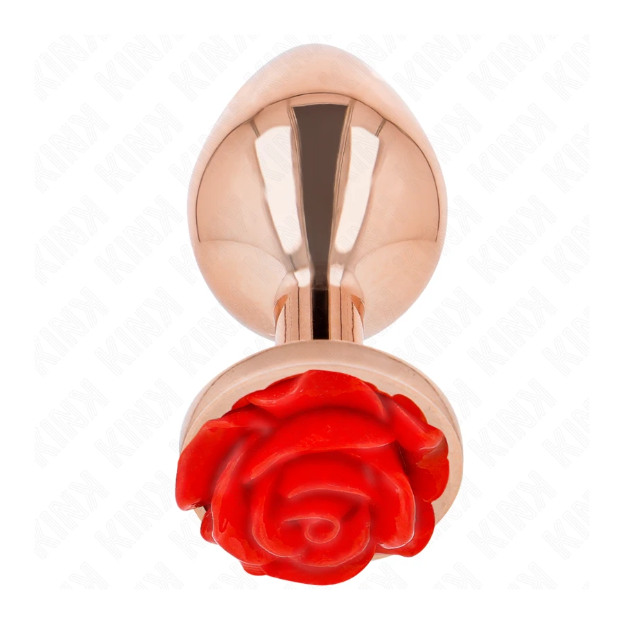 KINK - PLUG ANALE IN ORO ROSA CON ROSA ROSSA L